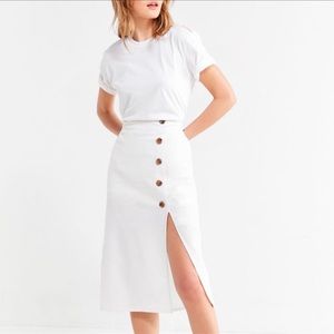BOG Collective Button-Down Linen Midi Skirt